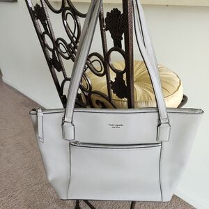 KATE SPADE CAMERON LIGHT GRAY LEATHER TOTE BAG